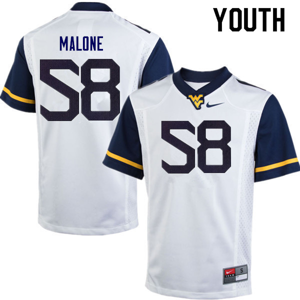 Youth #58 Nick Malone West Virginia Mountaineers College Football Jerseys Sale-White - Click Image to Close